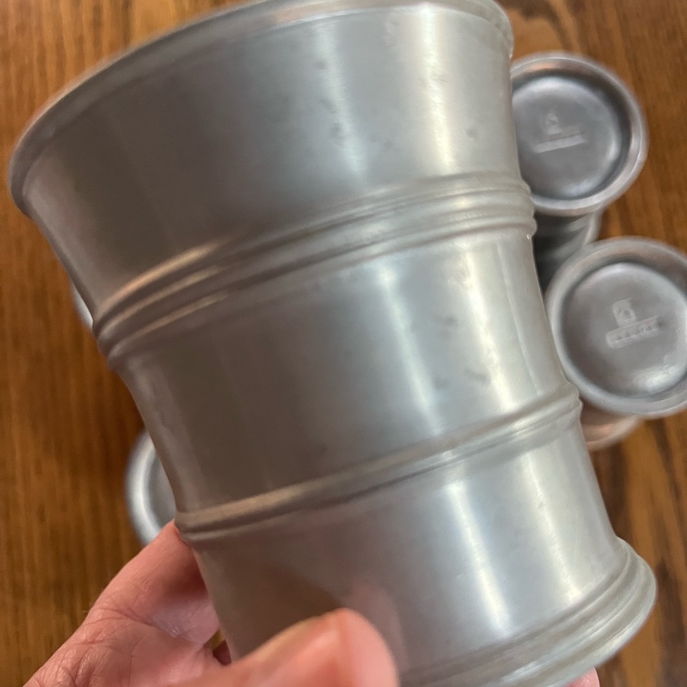 Stede antique pewter tumblers rare set of six flared cups beaker stamped German - Picture 3 of 16